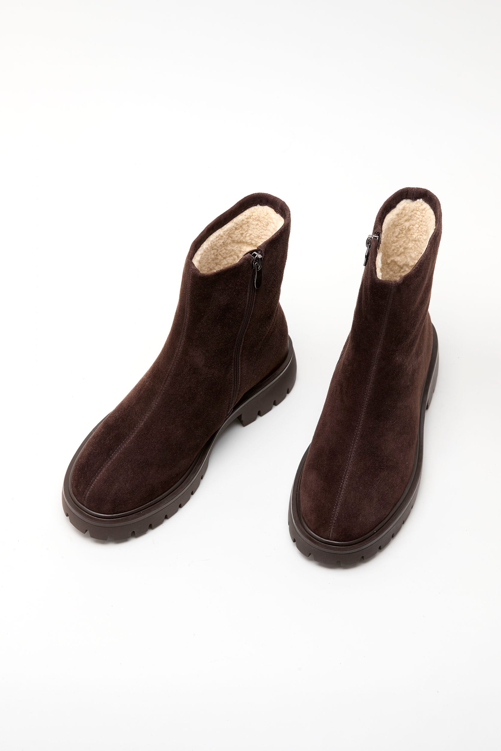 NELLY FUR suede bootie _ brown