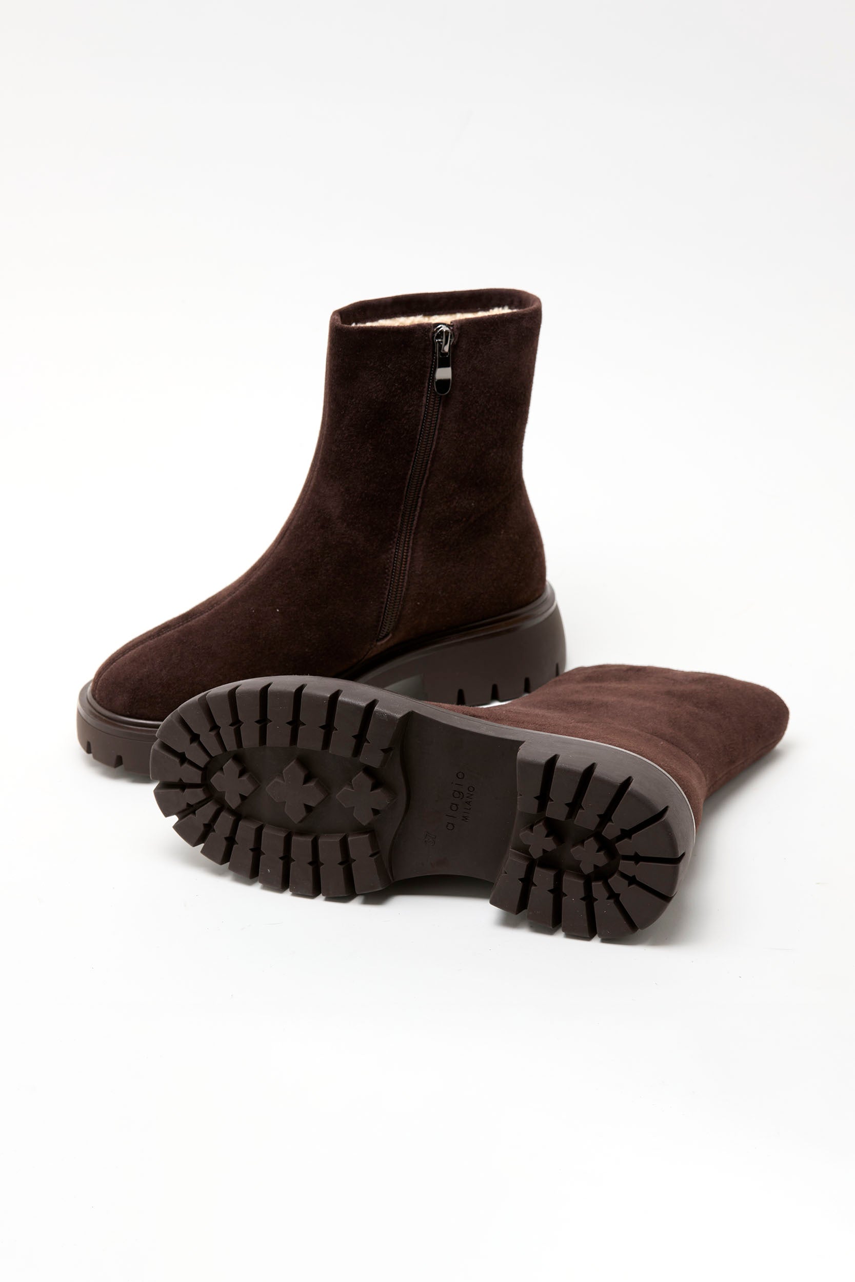 NELLY FUR suede bootie _ brown
