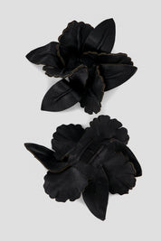 IRIS flower leather brooch _ black