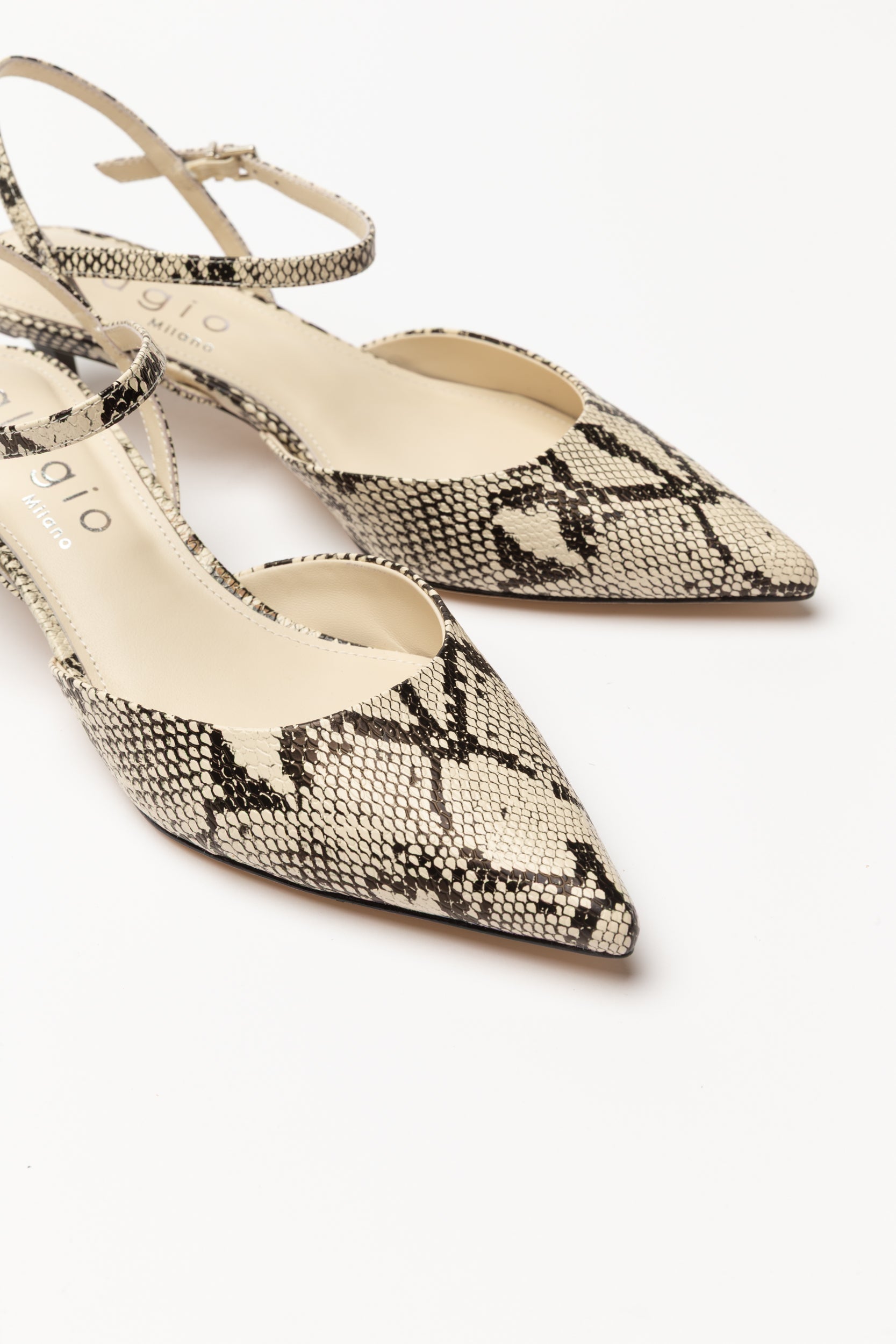 Fia printed leather slingbacks